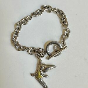 Disney silver tone tinkerbell charm bracelet